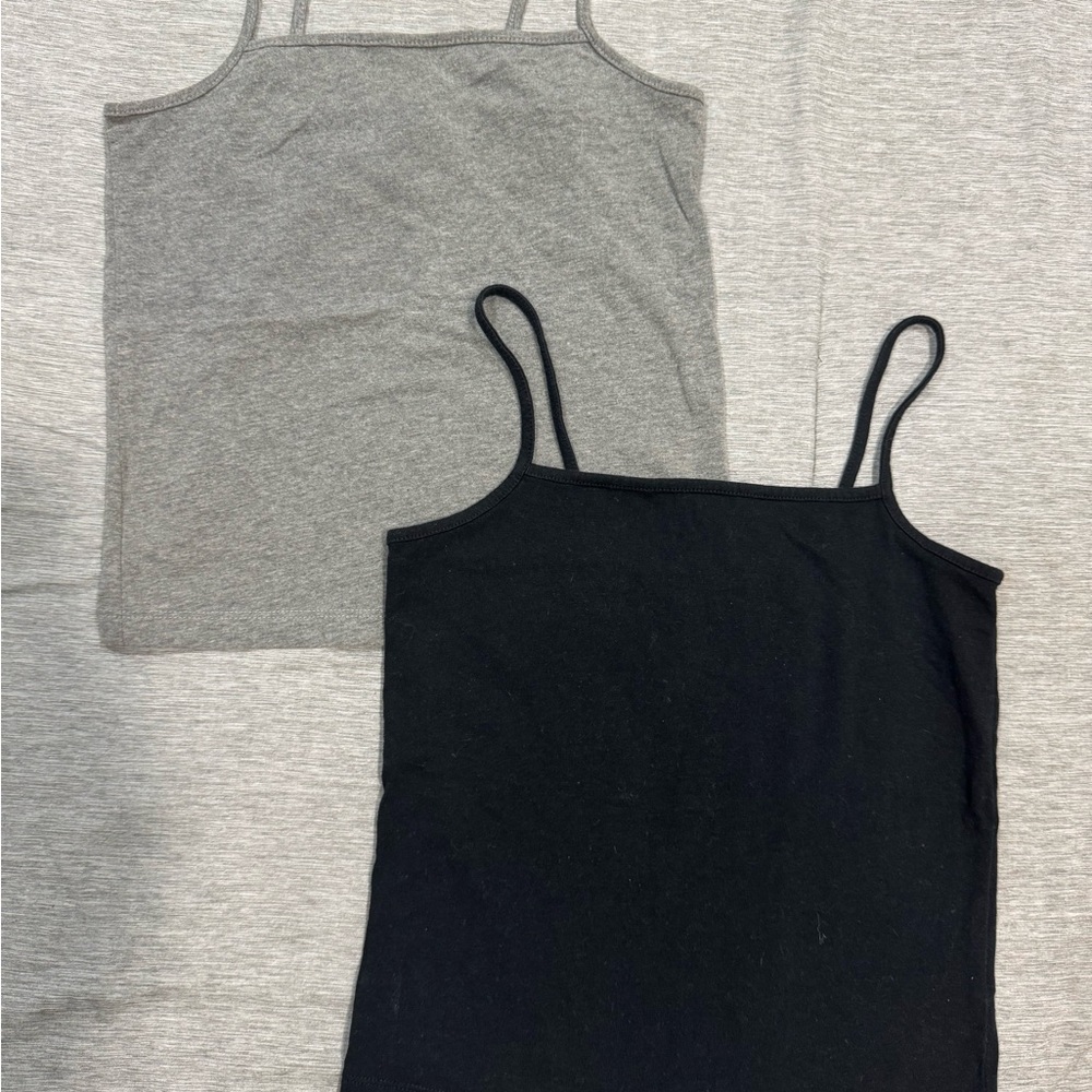 Black and Gray Spaghetti Strap Tank Tops
